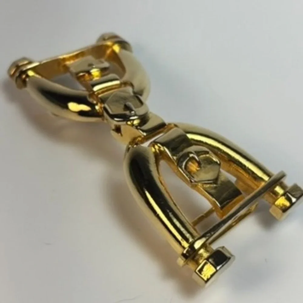 Belt Buckle Vintage Interlocking Horseshoe Gold Tone Statement Mimi di N‎ Signed